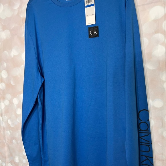 Calvin Klein French blue long sleeve crew neck cotton shirt. - Picture 5 of 6